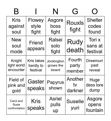DELTARUNE CHAPTER 5 Bingo Card