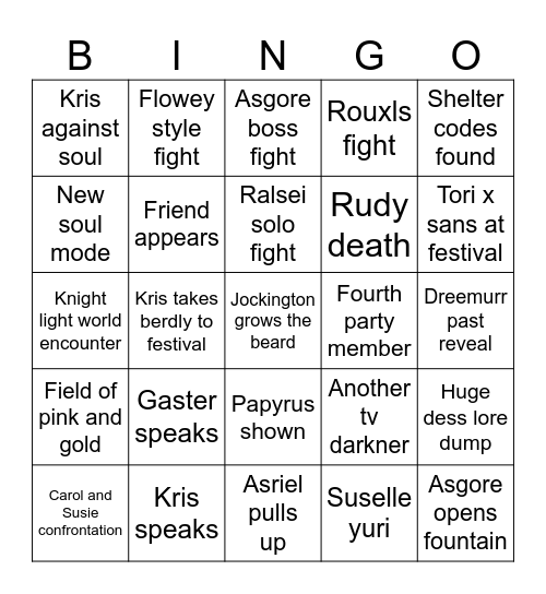 DELTARUNE CHAPTER 5 Bingo Card