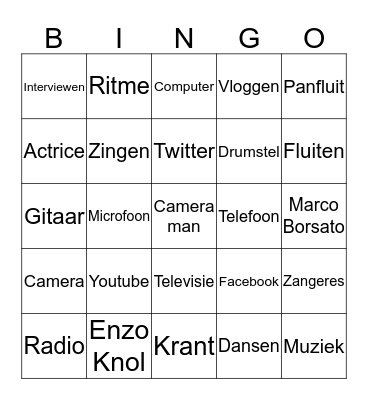 Muziek en Media BINGO Card