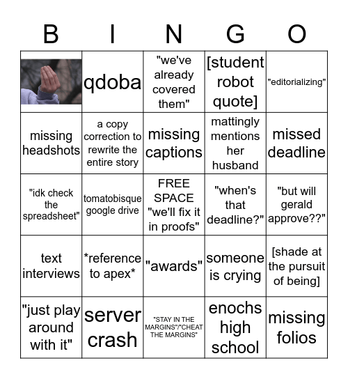 yearbook bingo Card