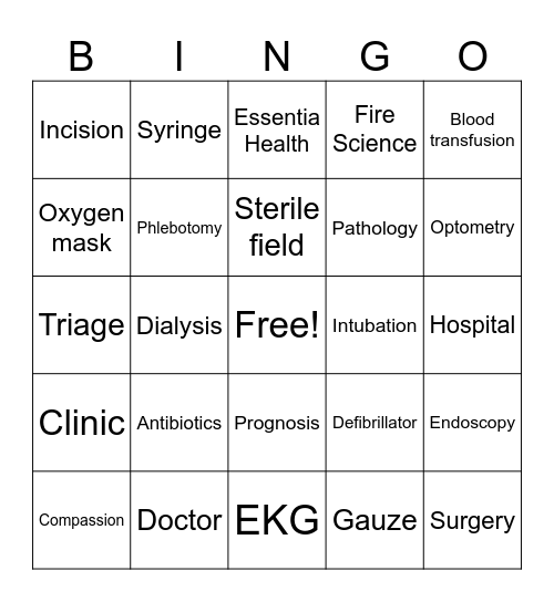 Scrubs Camp BINGO Card
