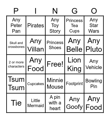 PINGO Bingo Card