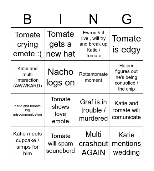 Cute qsmp bingo Card