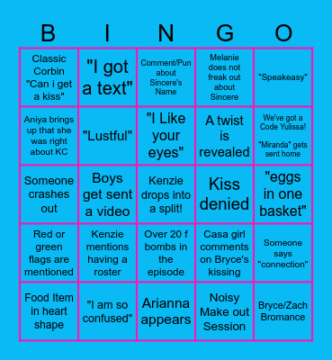 Club Casa Amor Bingo Card