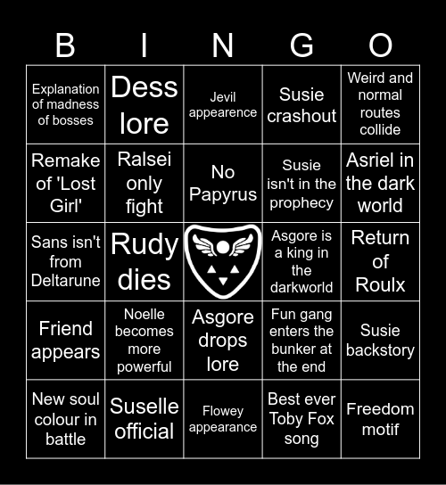 Deltarune Chapter 5 Bingo Card
