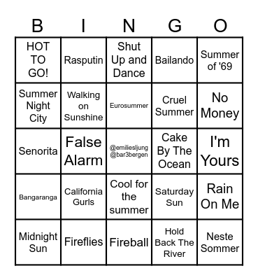Sommer BINGO Card