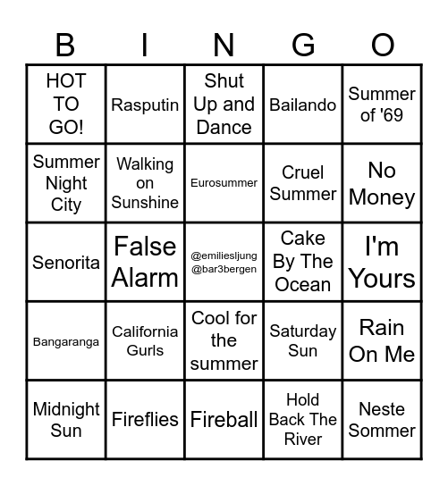 Sommer BINGO Card