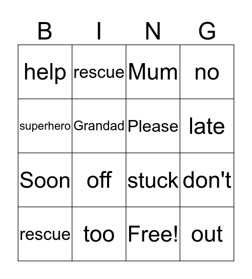 Danny to the Rescue! Bingo Card