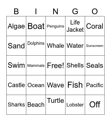 By the Sea Bingo Card