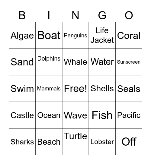 By the Sea Bingo Card