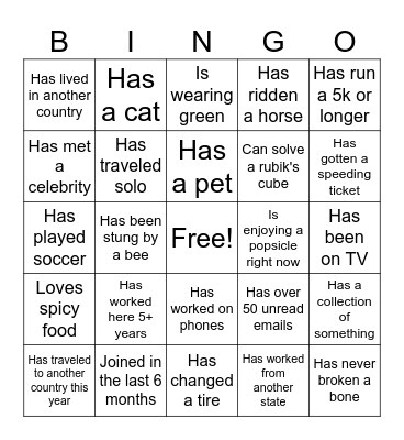 Icebreaker Bingo: Find Someone Who Bingo Card