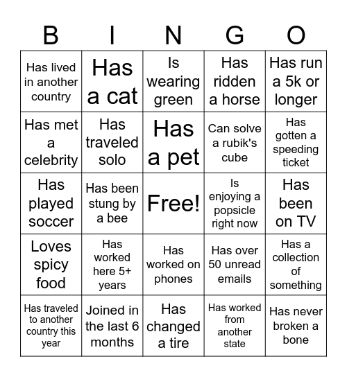 Icebreaker Bingo: Find Someone Who Bingo Card