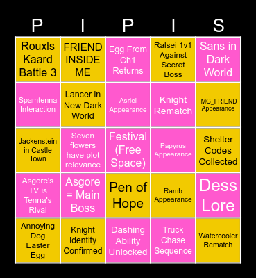 Deltarune: Chapter 5 Bingo Card