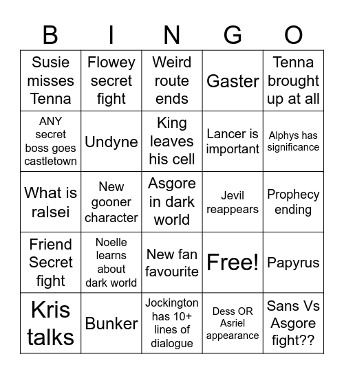 Chapter 5 Bingo Card