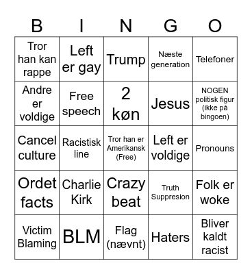 Tom Macdonald Song Bingo Card