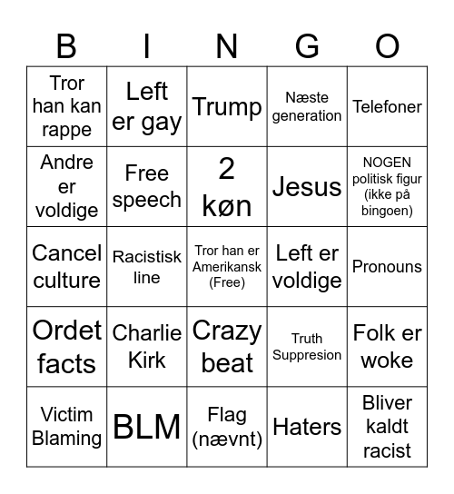Tom Macdonald Song Bingo Card