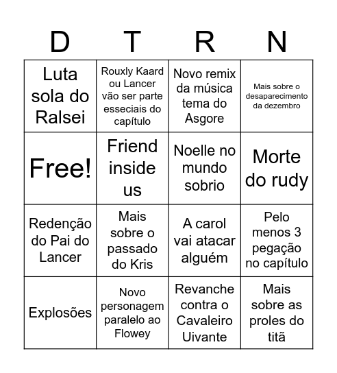 Previsões Radicais Bingo Card