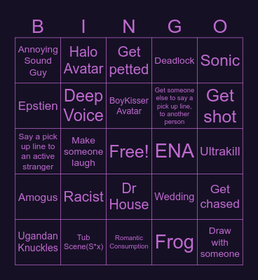 VR Chat Bingo Card