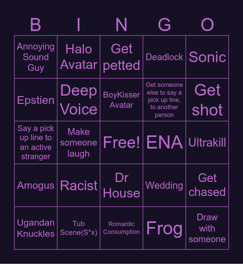 VR Chat Bingo Card