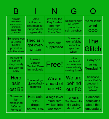 Prime Day Bingo Card