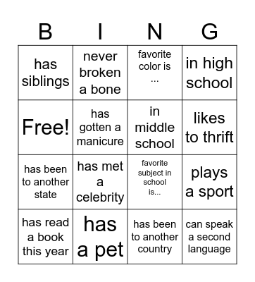 Bingo Card