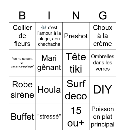 4 mariages Bingo Card