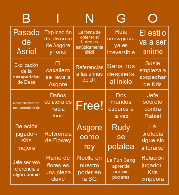 DELTARUNE CHAPTER 5 TOMORROW Bingo Card