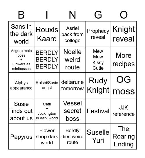 deltarune chapter 5 Bingo Card