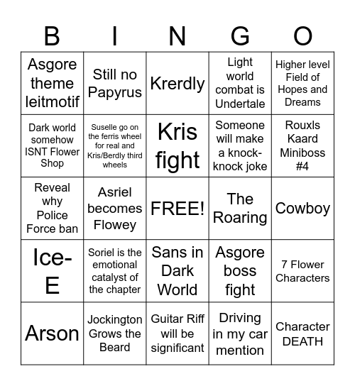 DELTARUNE CHAPTER 5 BINGO Card