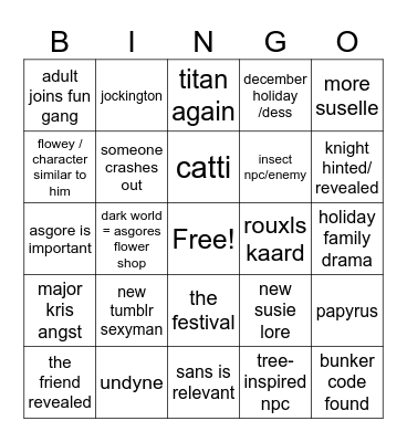 deltarune chapter 5 Bingo Card