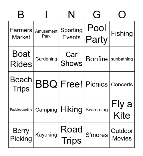 Summer Time! Bingo Card