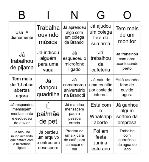 Festa Julina Branddi Bingo Card