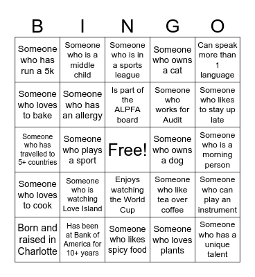 Mid-Year Networking Bingo Card