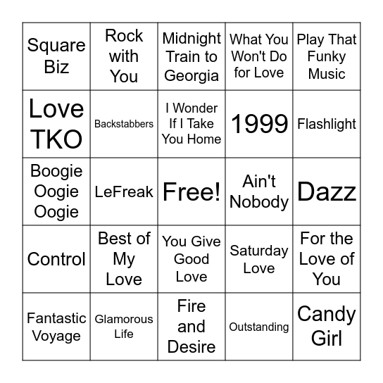 Music Bingo - 70s and 80s Bingo Card