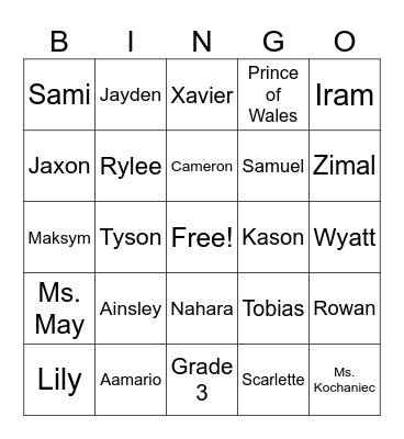 Grade 3 Last Day of School Bingo Card