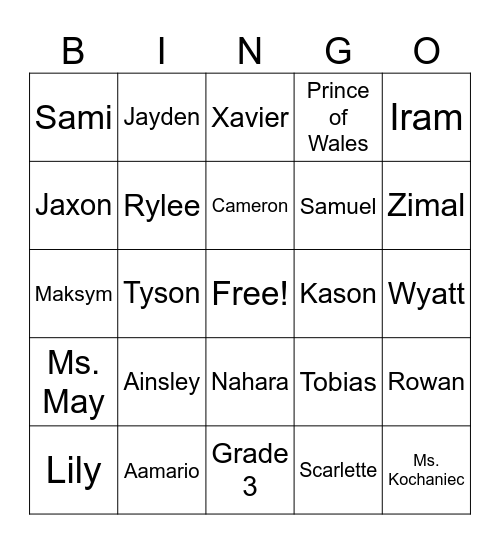 Grade 3 Last Day of School Bingo Card