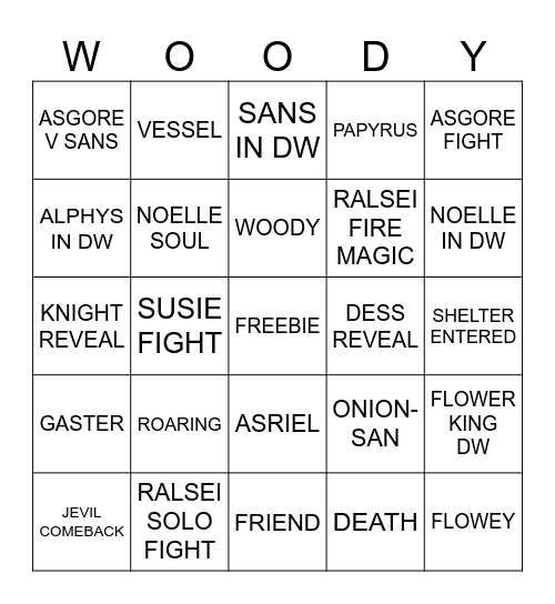 DELTARUNE CHAPTER 5 Bingo Card