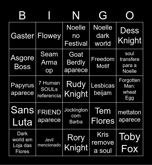 Capitulo 5 deltarune bingo Card