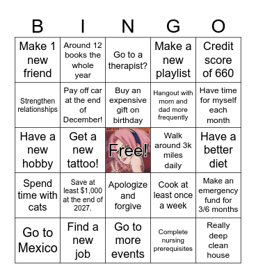 2027 Goals and Wants Bingo Card