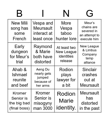canto 10 pre-teaser 1 Bingo Card