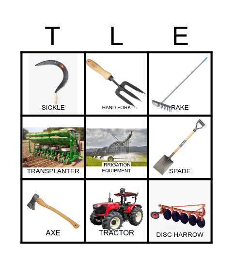FARM TOOLS, IMPLEMENTS & EQUIPMENT Bingo Card