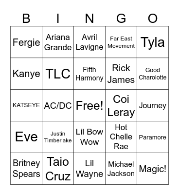 Pop Purri Bingo Card