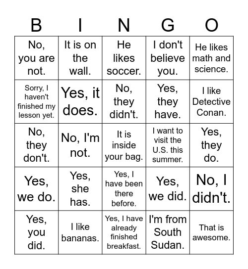 Please Come Here ?!!! Bingo Card