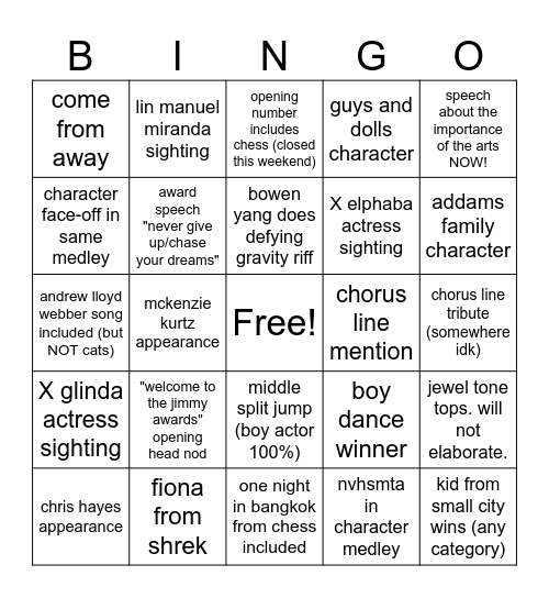 jimmy awards mbingo Card