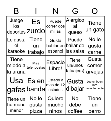 Dia de Inmersion  Bingo Card