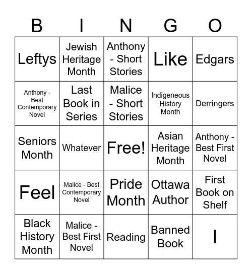 Reading Challenge 2027 Bingo Card
