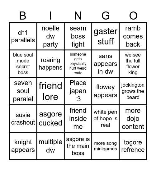 deltarune ch5 bingo Card