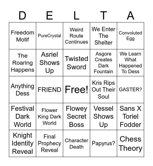 DELTARUNE CHAPTER 5 Bingo Card