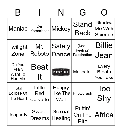 1983 SPEED ROUND Bingo Card