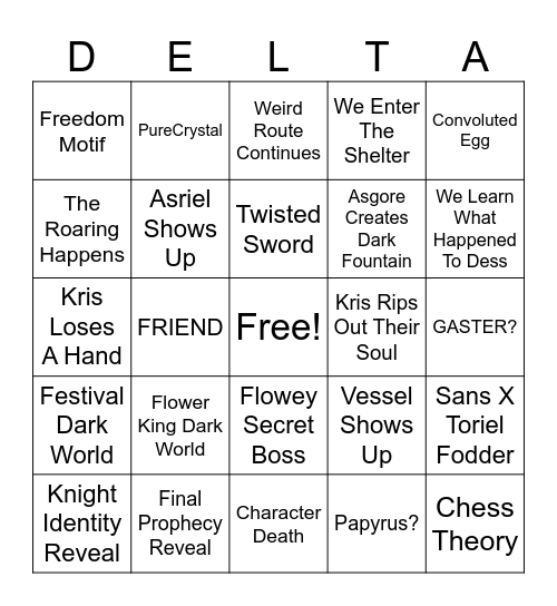 DELTARUNE CHAPTER 5 Bingo Card